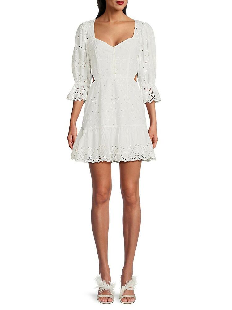 French Connection Women's Cilla Broderie Eyelet Mini Dress - Summer White Cover