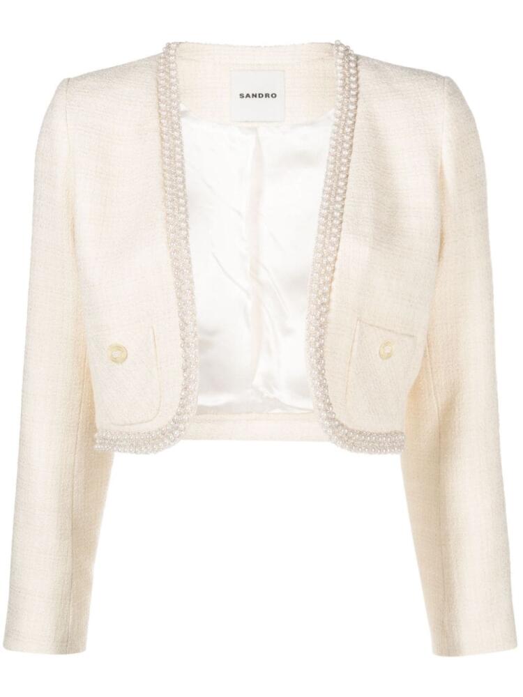 SANDRO Vayene tweed cropped jacket - Neutrals Cover