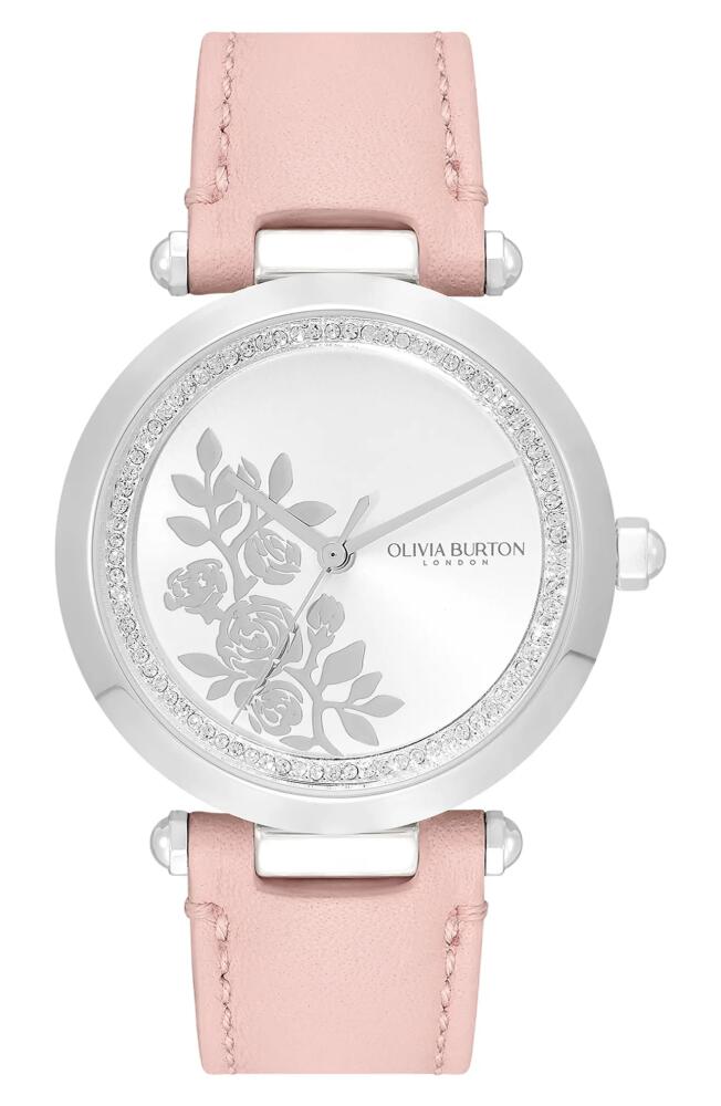 Olivia Burton Signature Florals Leather Strap Watch, 34mm in Pink Cover