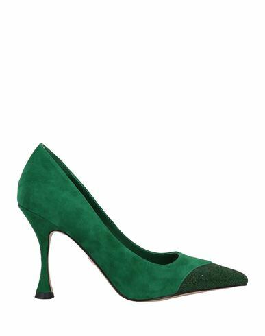 Lola Cruz Woman Pumps Green Soft Leather Cover