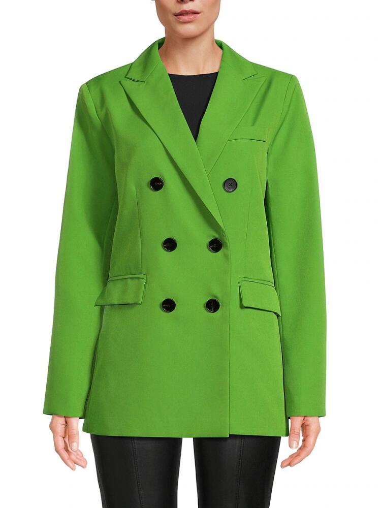 Seraphina Women's Double Breasted Crepe Blazer - Green Cover