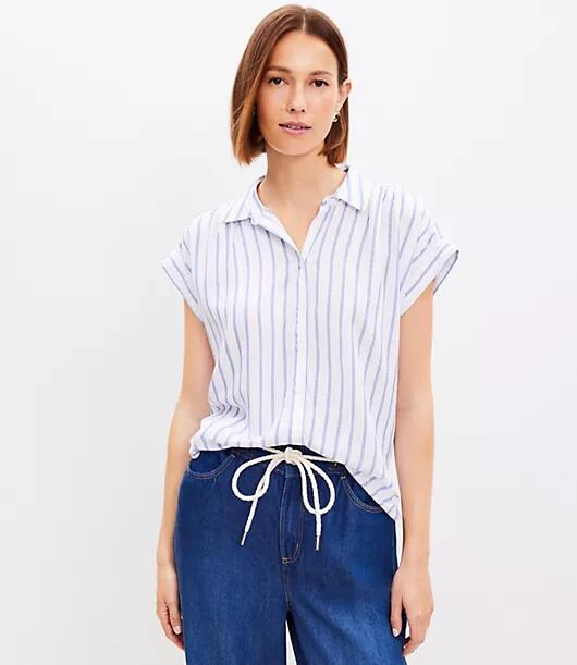 Loft Petite Striped Dolman Shirt Cover