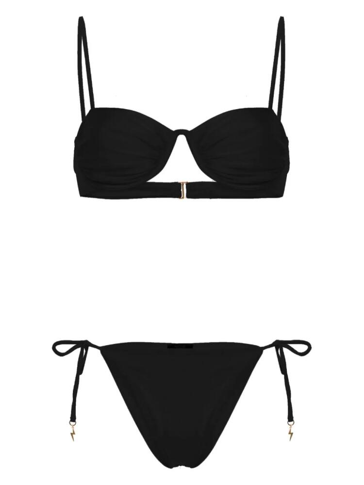 Noire Swimwear Monowire satin bikini set - Black Cover