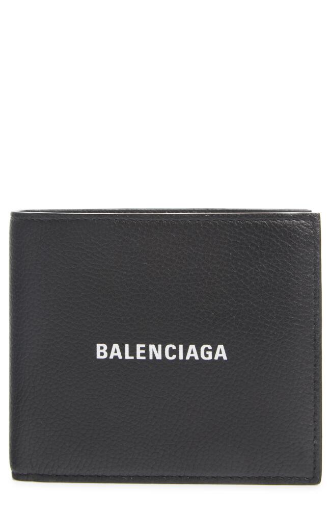 Balenciaga Cash Logo Leather Wallet in Black Cover