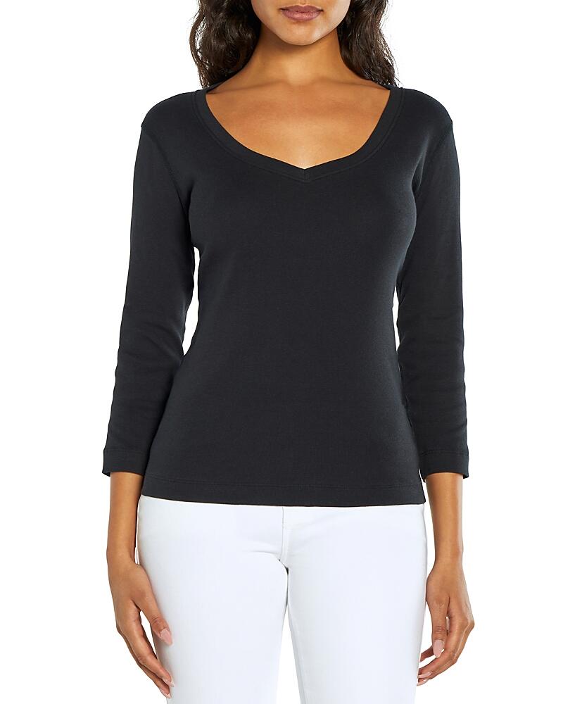 Three Dots Cotton V Neck Three Quarter Sleeve Tee Cover