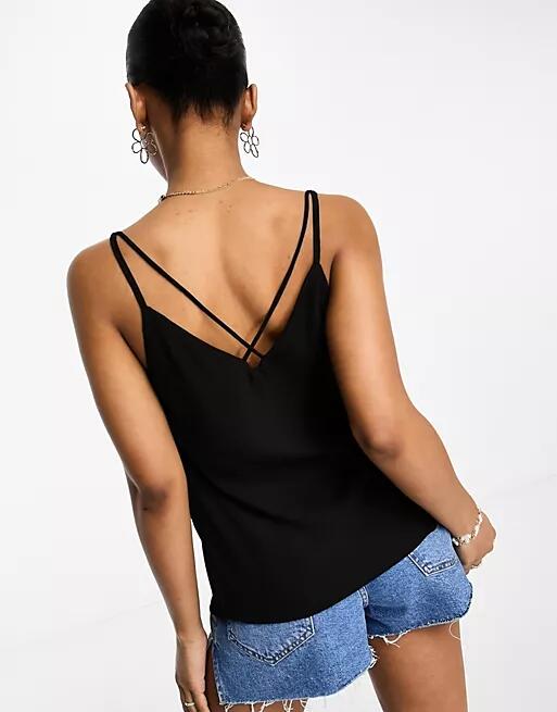 New Look cross back cami top in black Cover