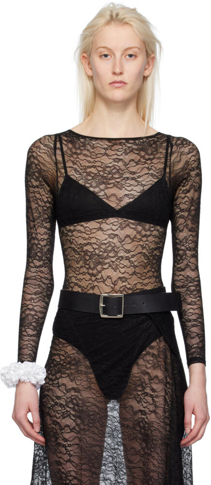 Gil Rodriguez Black Sheer Bodysuit Cover