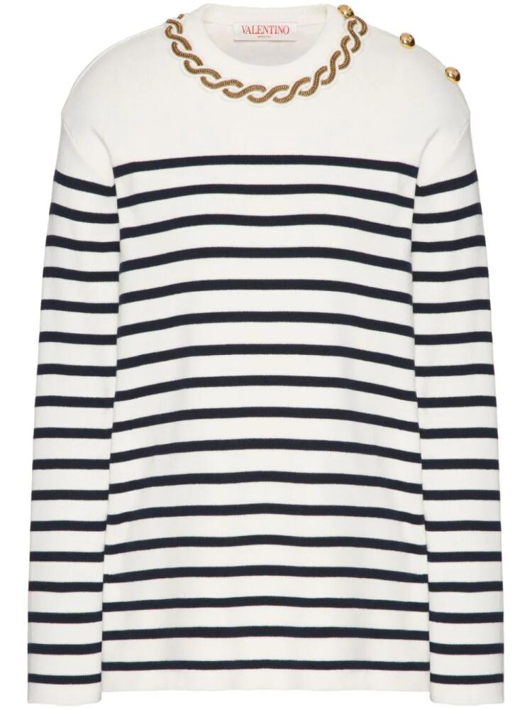 Valentino Garavani striped cotton jumper - White Cover