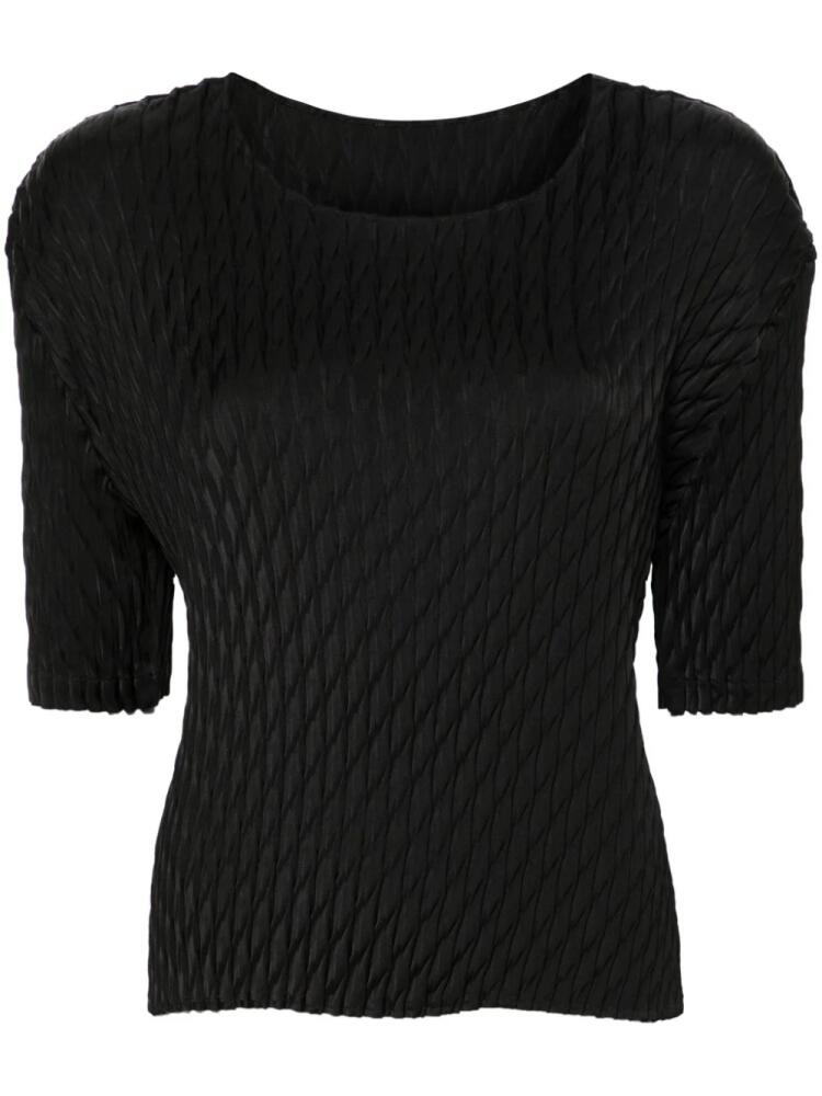 Issey Miyake Diffused round-neck pleated blouse - Black Cover