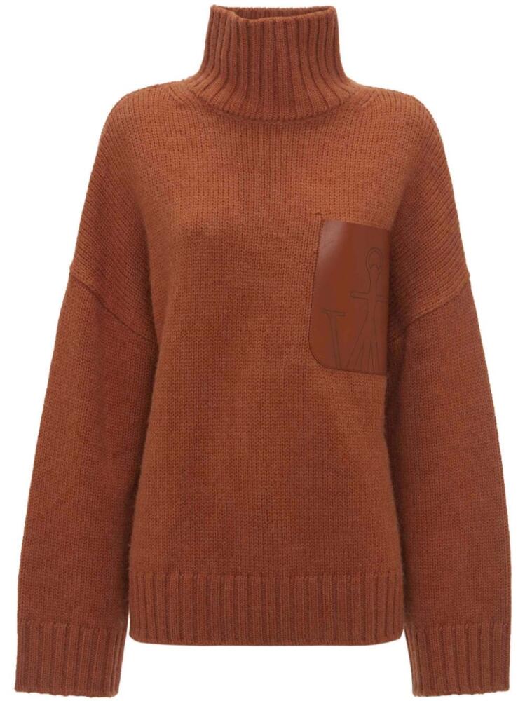 JW Anderson anchor-logo ribbed-knit jumper - Brown Cover