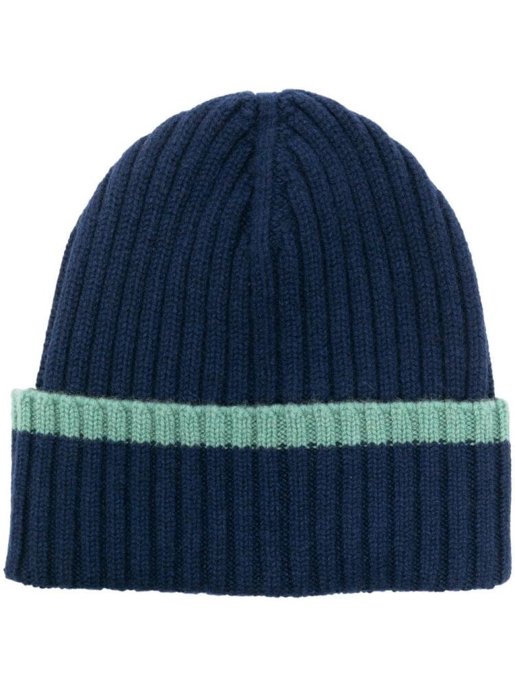 Dell'oglio stripe-trim cashmere beanie - Blue Cover