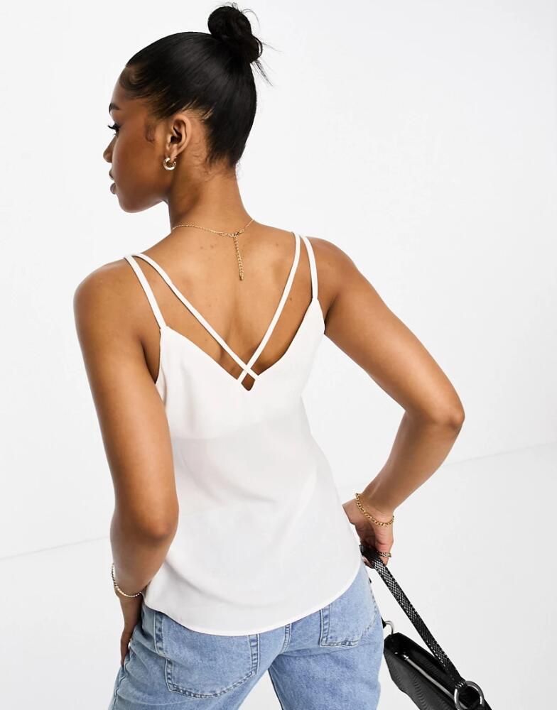 New Look cross back cami top in white Cover