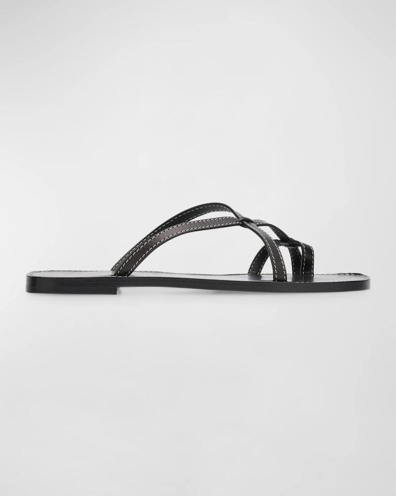 THE ROW Link Leather Toe-Loop Slide Sandals Cover