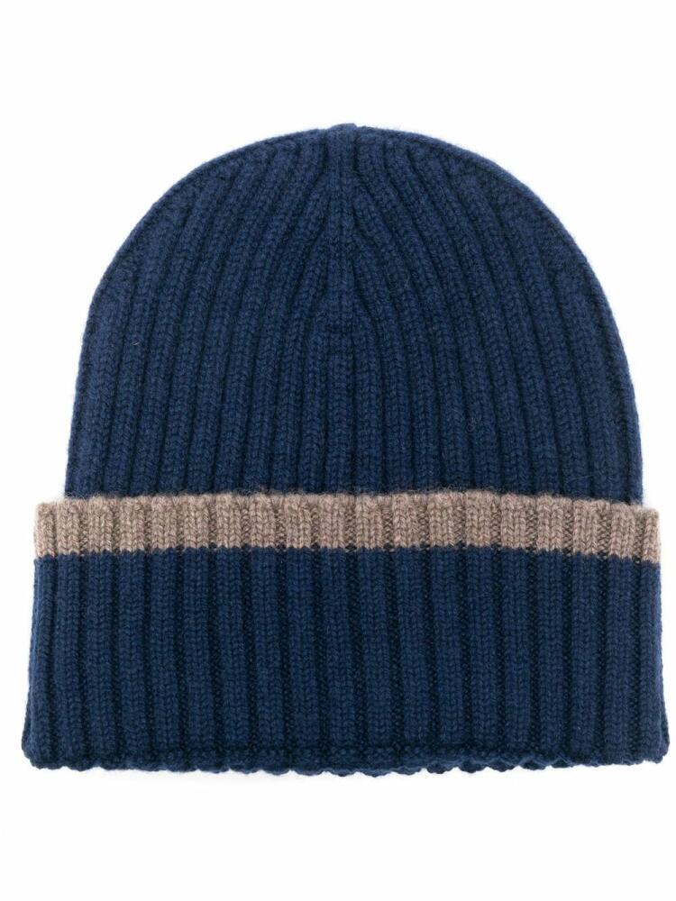 Dell'oglio stripe-trim cashmere beanie - Blue Cover