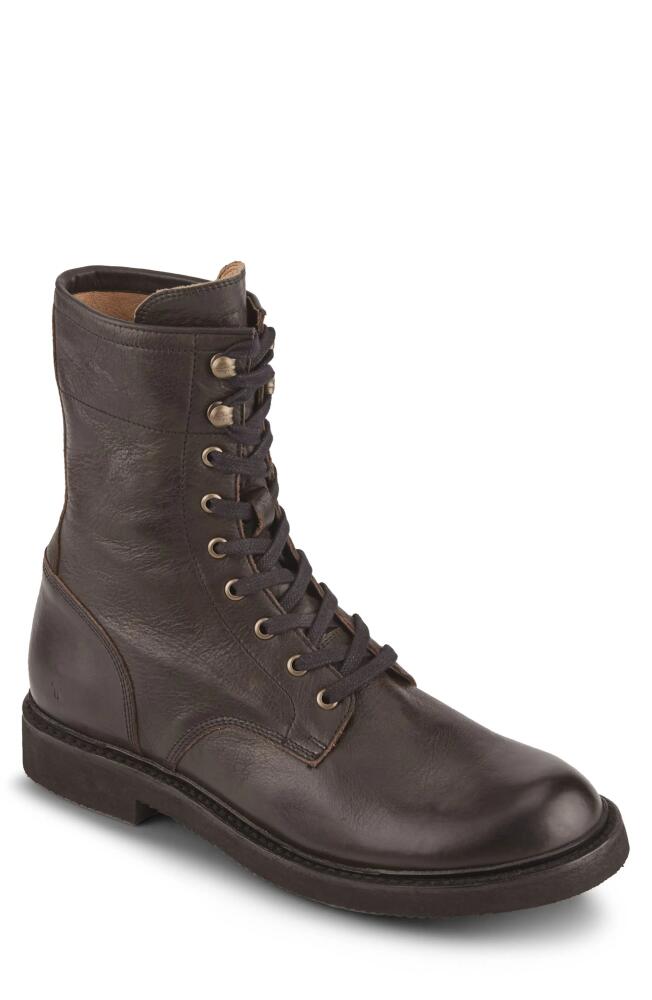 Frye Dean Combat Boot in Chocolate - Waxed Velour Cover