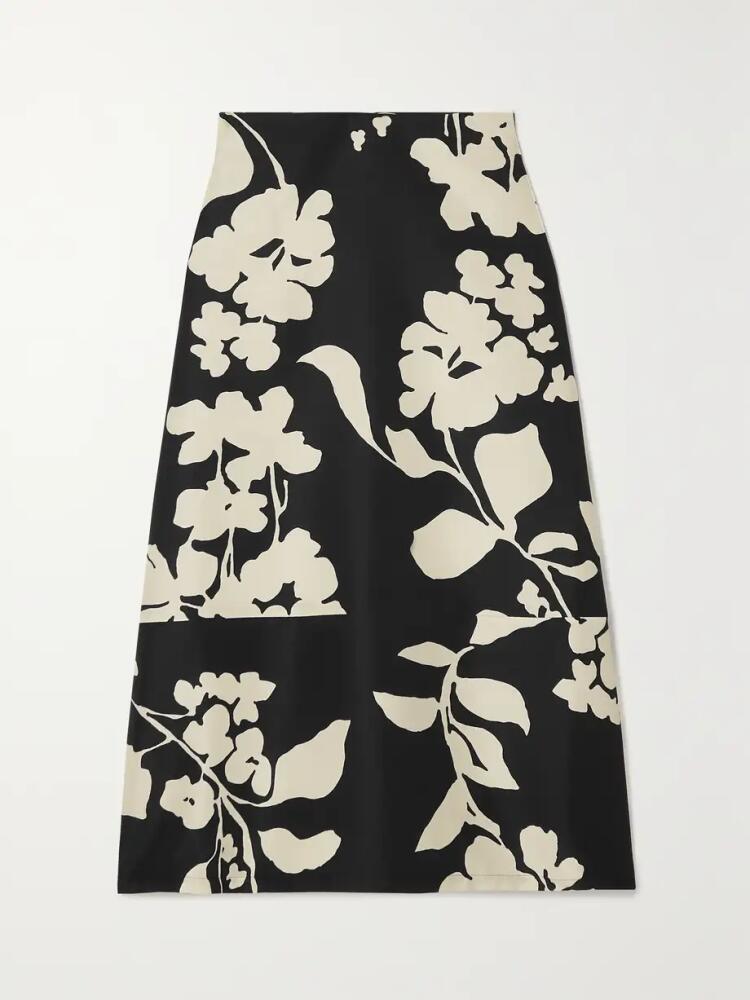 La DoubleJ - Printed Wool-blend Midi Skirt - Black Cover