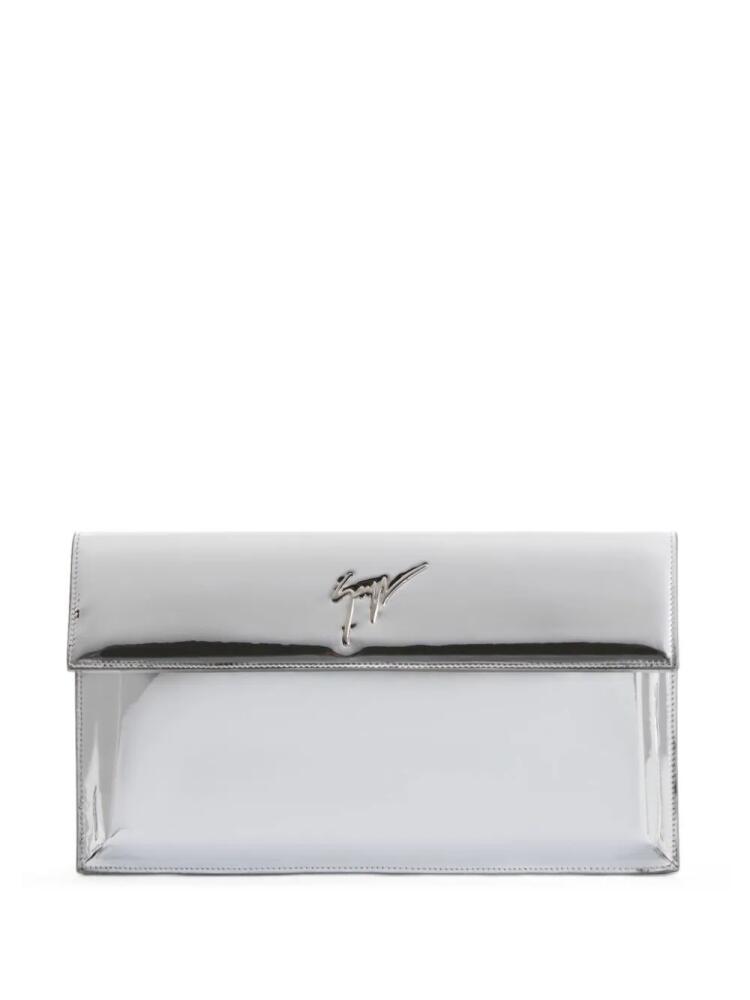 Giuseppe Zanotti Sabhin logo-plaque clutch bag - Silver Cover