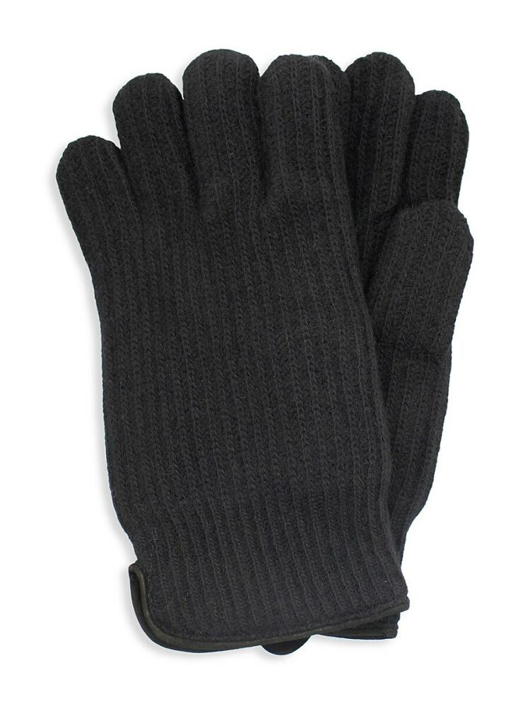 Portolano Men's Ribbed Cashmere Gloves - Black Cover