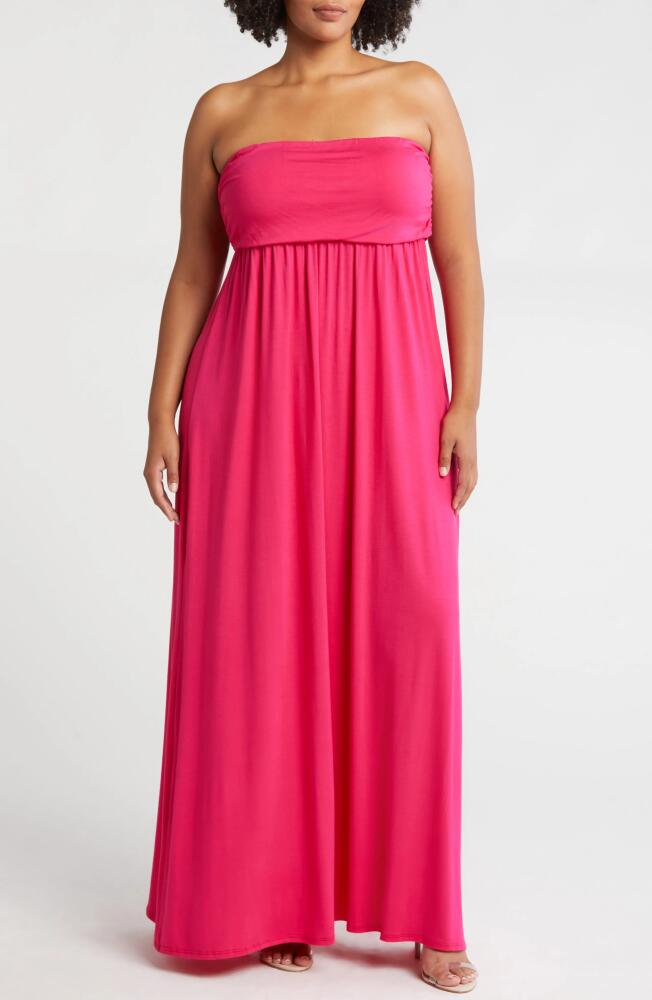 24seven Comfort Apparel Strapless Maxi Dress in Pink Cover