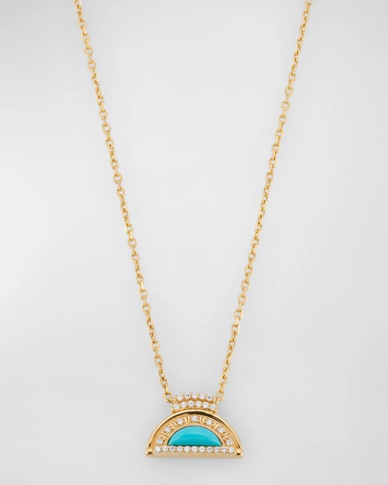 Sorellina 18K Yellow Gold Necklace with Turquoise Inlay and GH-SI Diamonds, 18"L Cover