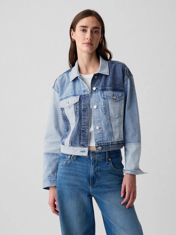 Gap Cropped Patchwork Icon Denim Jacket Cover