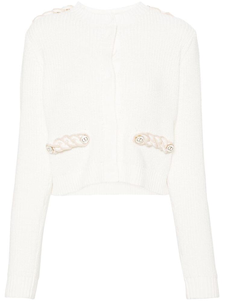 TWINSET braid-trim chunky-knit cardigan - White Cover