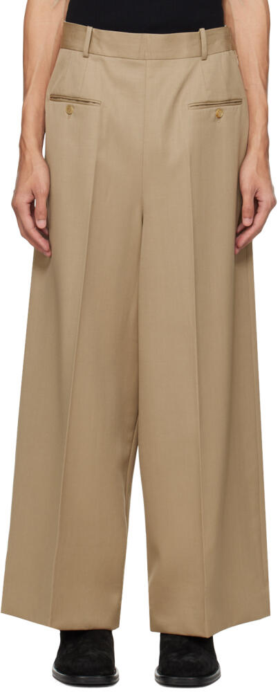 Hed Mayner Beige Creased Trousers Cover