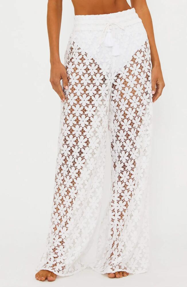 Beach Riot Foster Wide Leg Lace Cover-Up Pants in White Cover