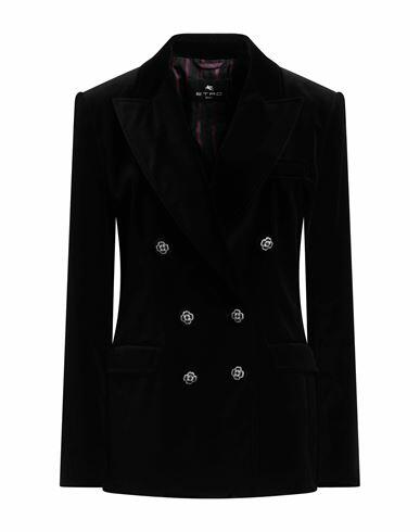 Etro Woman Blazer Black Cotton, Elastane Cover