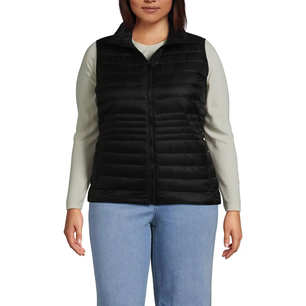 Lands' End Plus Size Wanderweight Packable Ultralight Down Vest in Black Cover