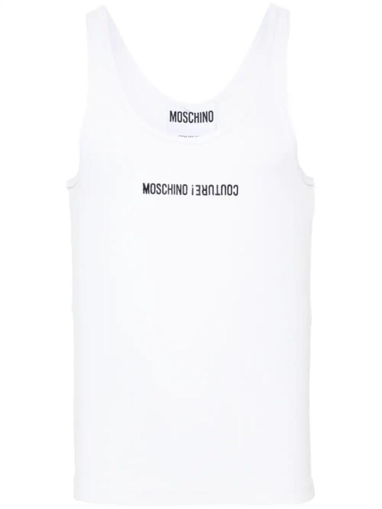 Moschino logo-embroidered knitted tank top - White Cover