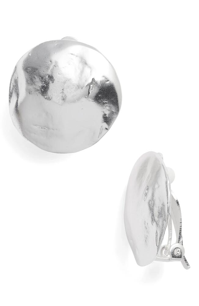 Karine Sultan Eva Shell Disc Clip-On Earrings in Silver Cover