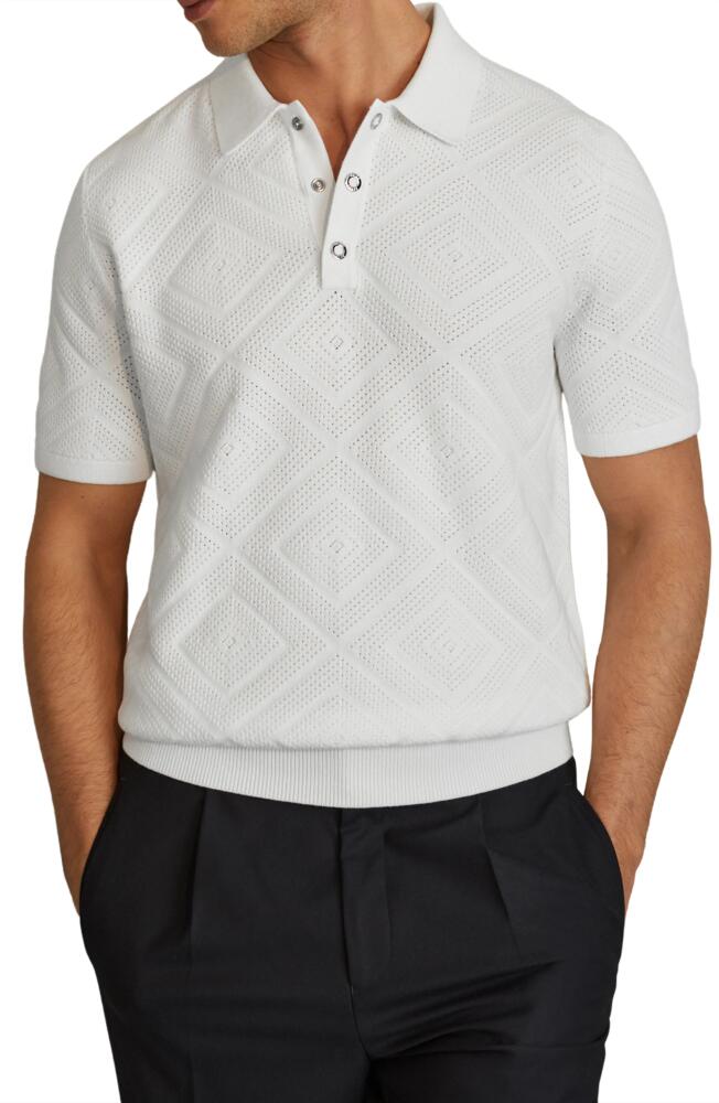 Reiss Lupton Pointelle Cotton Polo in Optic White Cover