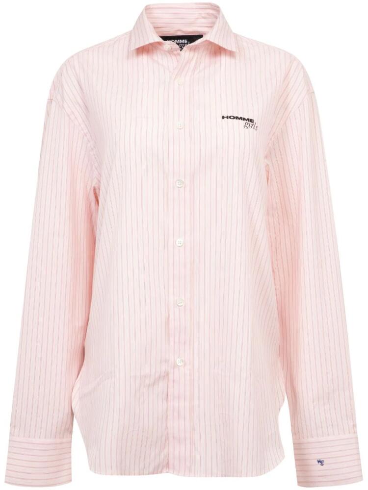 HommeGirls logo-print striped shirt - Pink Cover