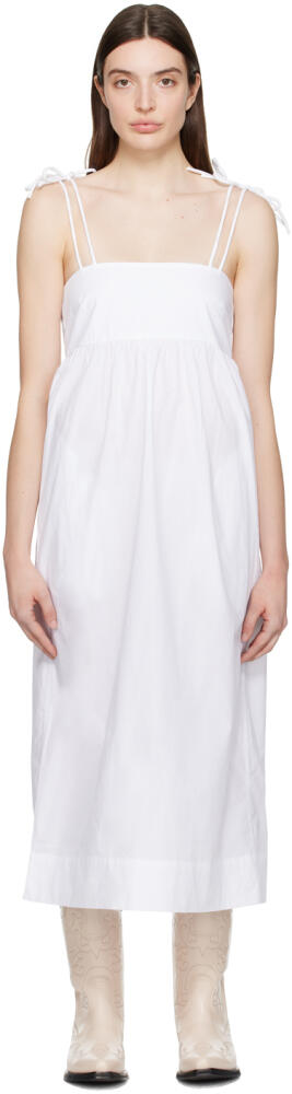 GANNI White Self-Tie Midi Dress Cover