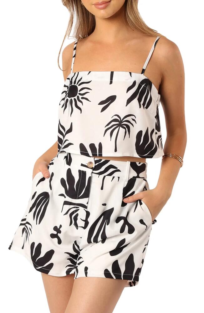 Petal & Pup Carey Print Crop Camisole in White Black Cover