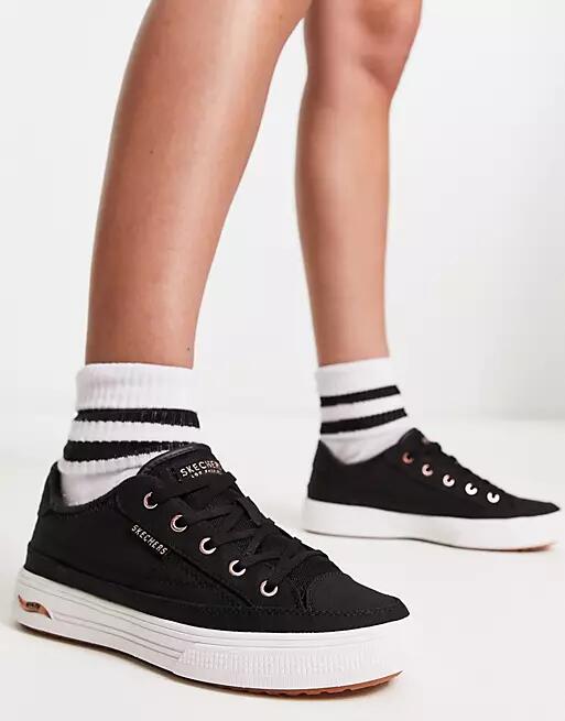 Skechers Arcade canvas lace up sneakers in black and white Cover