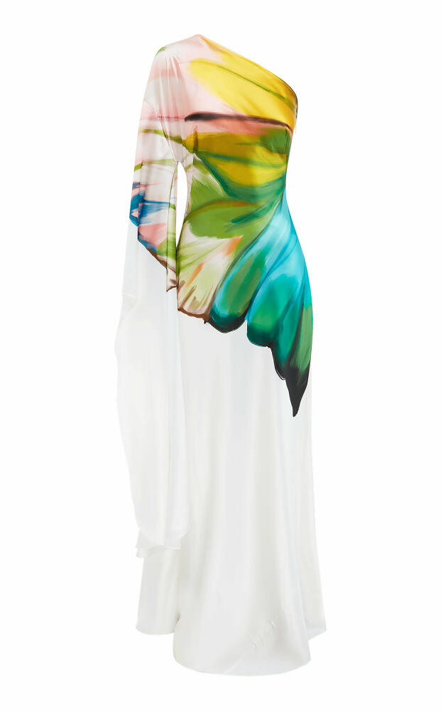 Leo Lin - Mei Asymmetric Printed Satin Gown - Multi Cover