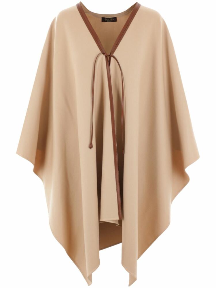 Loro Piana leather-trim cashmere cape - Brown Cover