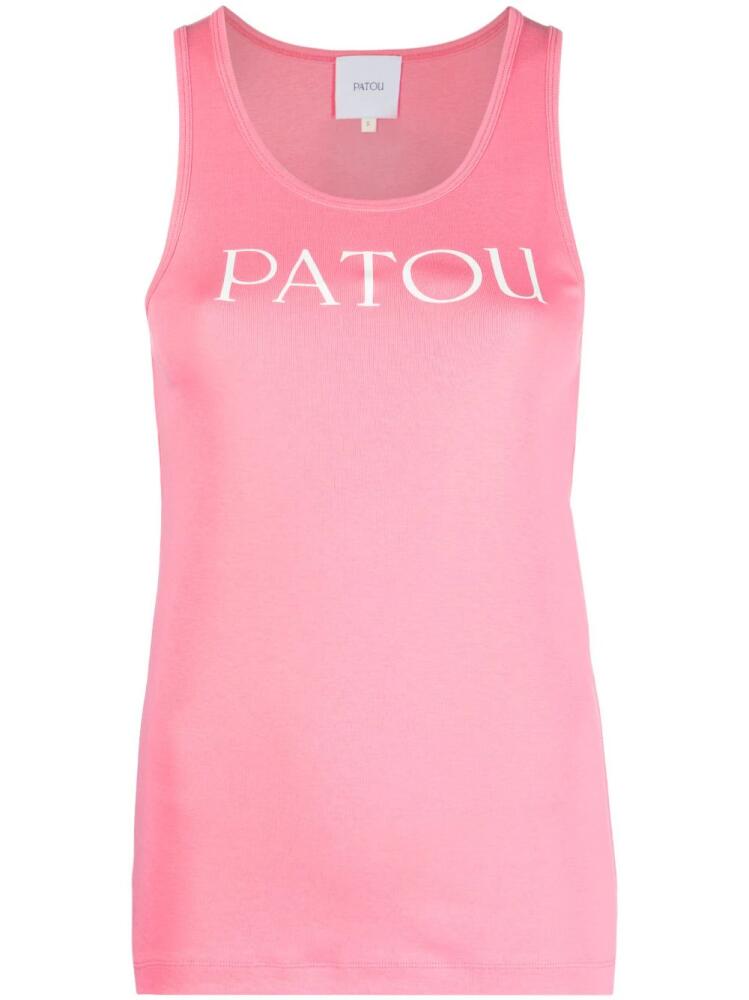 Patou logo-print cotton tank top - Pink Cover