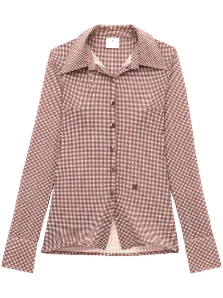 Courrèges logo-appliqué checked shirt - Brown Cover