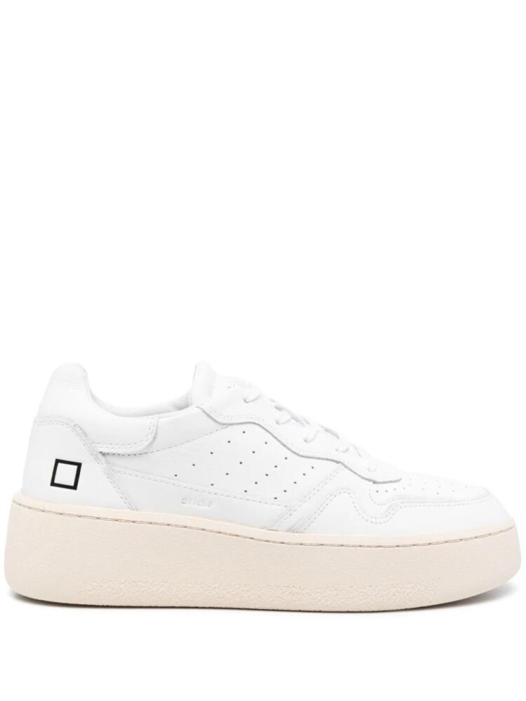 D.A.T.E. logo-debossed leather sneakers - White Cover