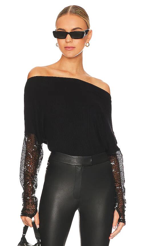 Michael Lauren Boat Neck Top in Black Cover