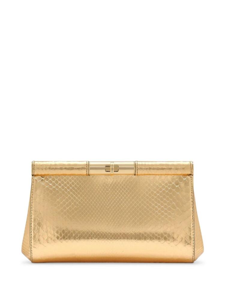 Dolce & Gabbana snakeskin-effect clutch bag - Gold Cover