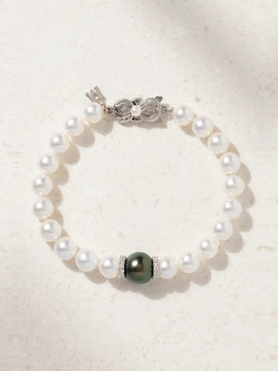 Mikimoto - 18-karat White Gold, Pearl And Diamond Bracelet - One size Cover