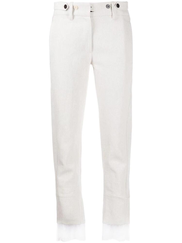 Ann Demeulemeester contrasting-cuffs straight trousers - Neutrals Cover