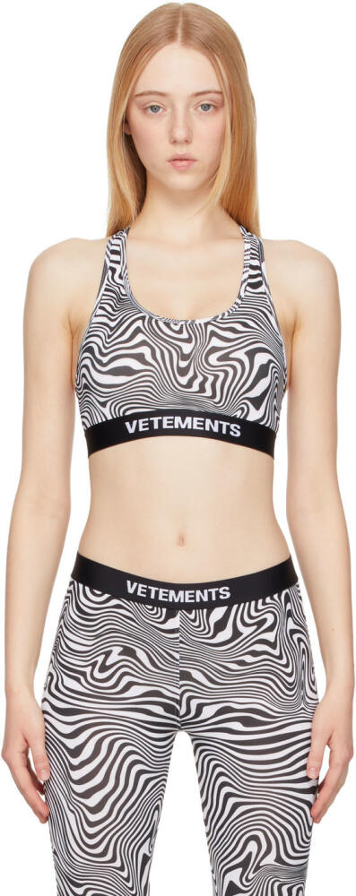 VETEMENTS Black & White Zebra Print Sports Bra Cover