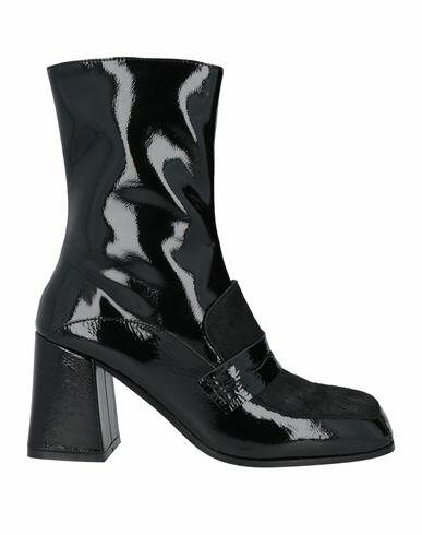 Jeannot Woman Ankle boots Black Leather, Textile fibers Cover