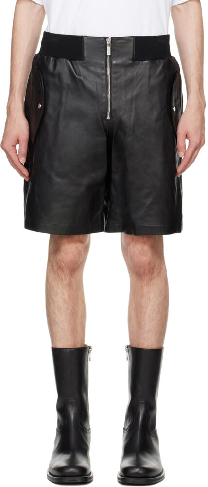 Helmut Lang Black Zip Bomber Leather Shorts Cover