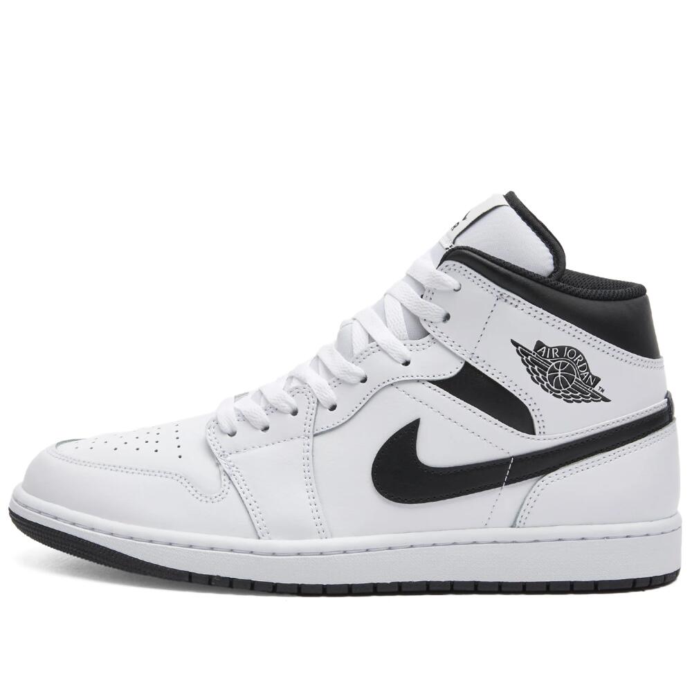 Air Jordan Men's 1 MID Sneakers in White/Black Cover